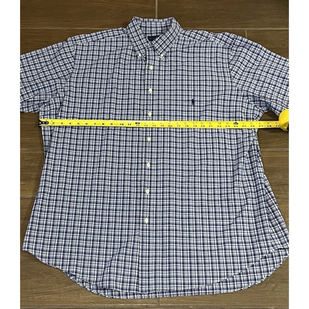 Ralph Lauren Men's Shirt 2XLT Tall Button Up Long Sleeve Blue Check